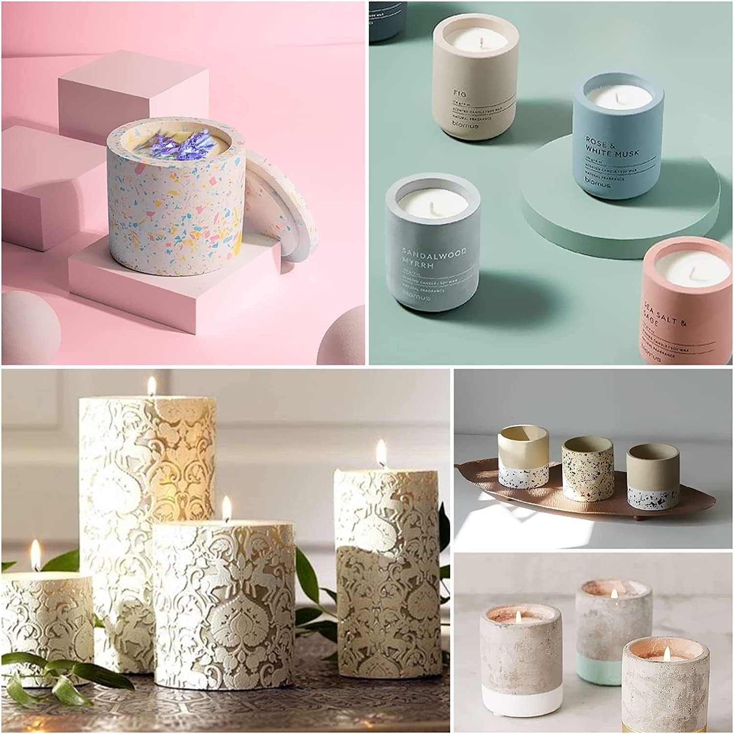 Candle Jar Mold with Lid for Candles Making, Silicone Concrete Molds Storage Container Moulds for Epoxy Resin, Unique Vessels Cement Mould for DIY Jewelry Holder Trinket Box Home Decor