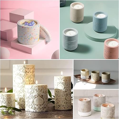 Miniatura 2 de MUAECH Moldes para tarros de velas, moldes de hormigón de silicona para portavelas con tapas, moldes cilíndricos para hacer velas, recipientes de