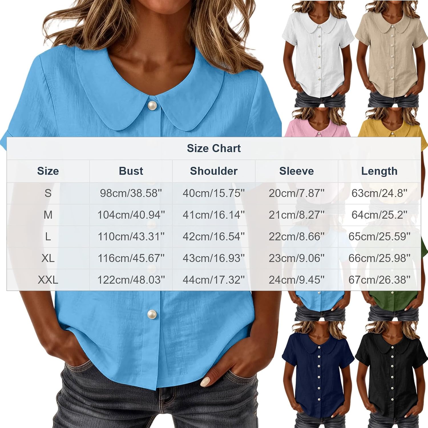 Womens Button Down Cotton Linen Tops Dressy Casual | Cotton Linen Tops for Women Dressy Casual Short Sleeve Gauze Shirts Button Down Blouses Summer Clothes