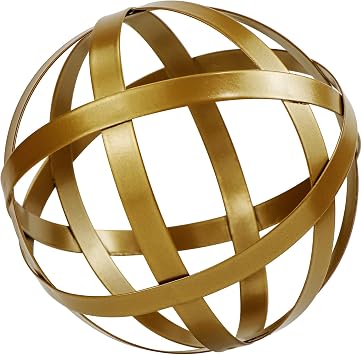 Kesywale Decorative Sphere Metal Band Ball Orbs Decorative Balls Home Decor Accents Tabletop Decorations for Living Room, Kitchen, Bedroom Centerpiece for Dining Room Coffee Table, Side Tables Gold