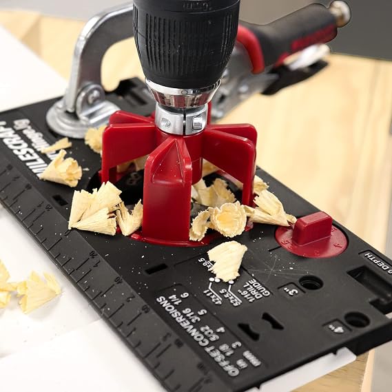 Milescraft 1342 Euro Hinge Jig Concealed Hinge Jig, Drilling Guide, Drill Guide Jig for Framed and Frameless Cabinets. Metal Drill Guide Produces Perfect Hinge Holes. 35 mm Forstner Bit Included