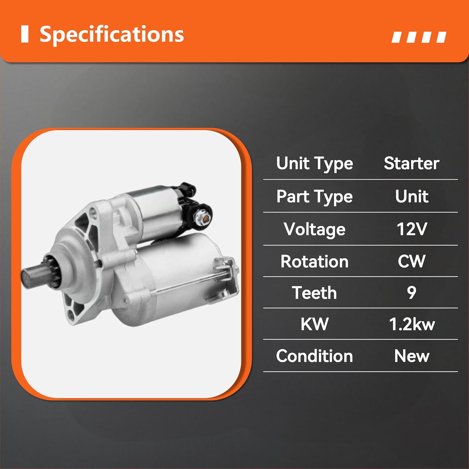 Starter Motor Compatible with Honda Civic 1998-2005 & for Acura EL1998-2005-1.6L 1.7L-Replace#31200-P2E-A51,31200-PLM-A51,SM442-32,SM44208,SM442-32-36, 410-54115,91-26-2038,17741N,17741