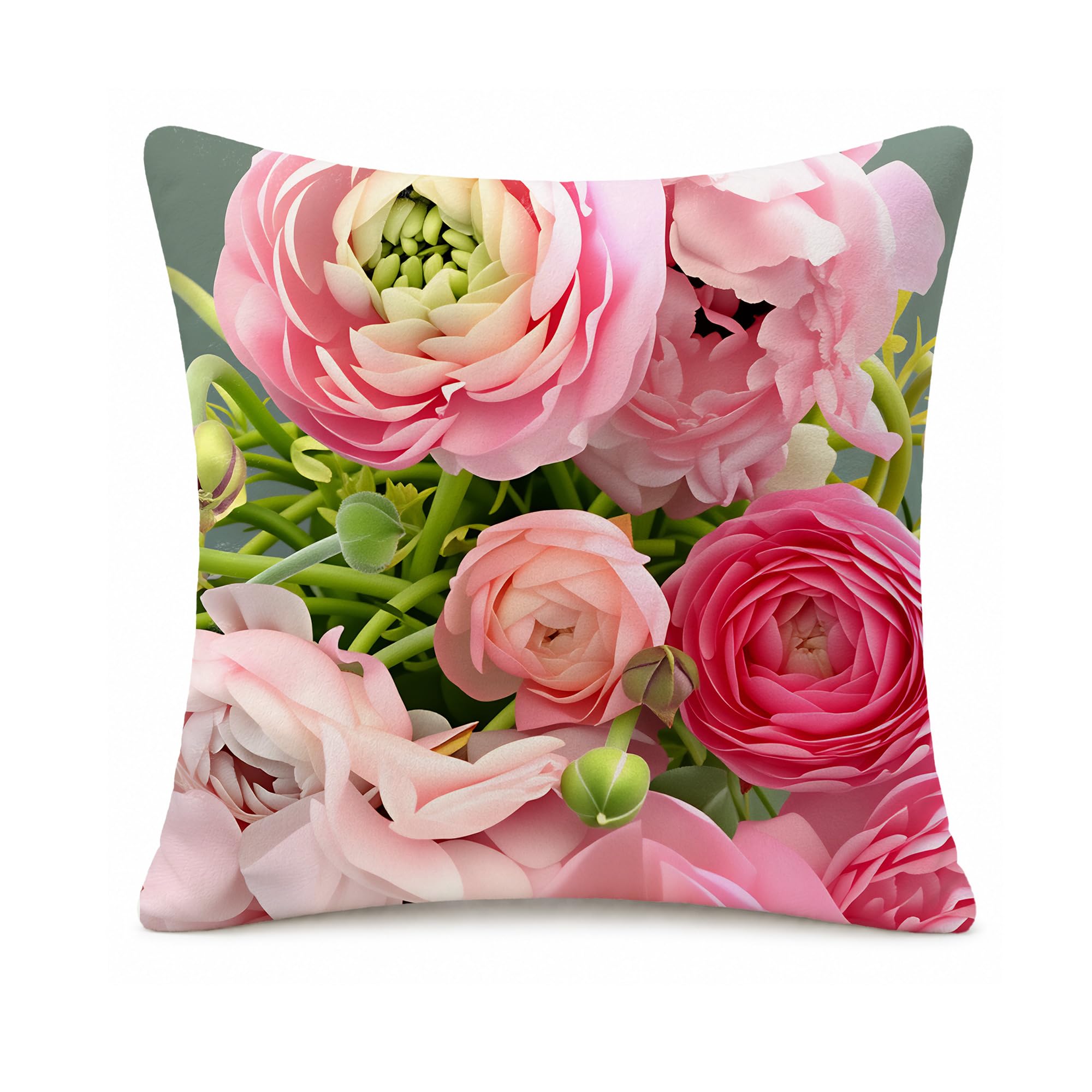 LASLEN 1 Pack Rose Flower Cushion Covers,45 x 45 cm Decorative Pillowcase,Soft & Comfortable with Hidden Zipper
