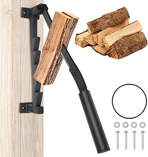 Firewood Kindling Splitter, Wall Mounted Manual Log Splitter Wood Splitter with Screws, Portable Splitting Wedge for Camping Home Outdoor