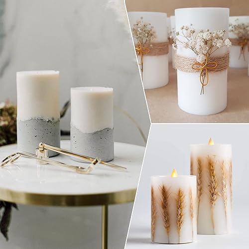 Vista 2 de Moldes de vela cilíndrica para hacer velas, 4 moldes de silicona de fundición de pilar para fundición de resina, jabón, espécimen de flores, Moldes