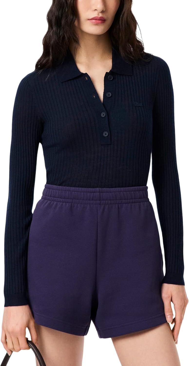 Lacoste Women's 100% Wool Long Sleeve Polo Sweater