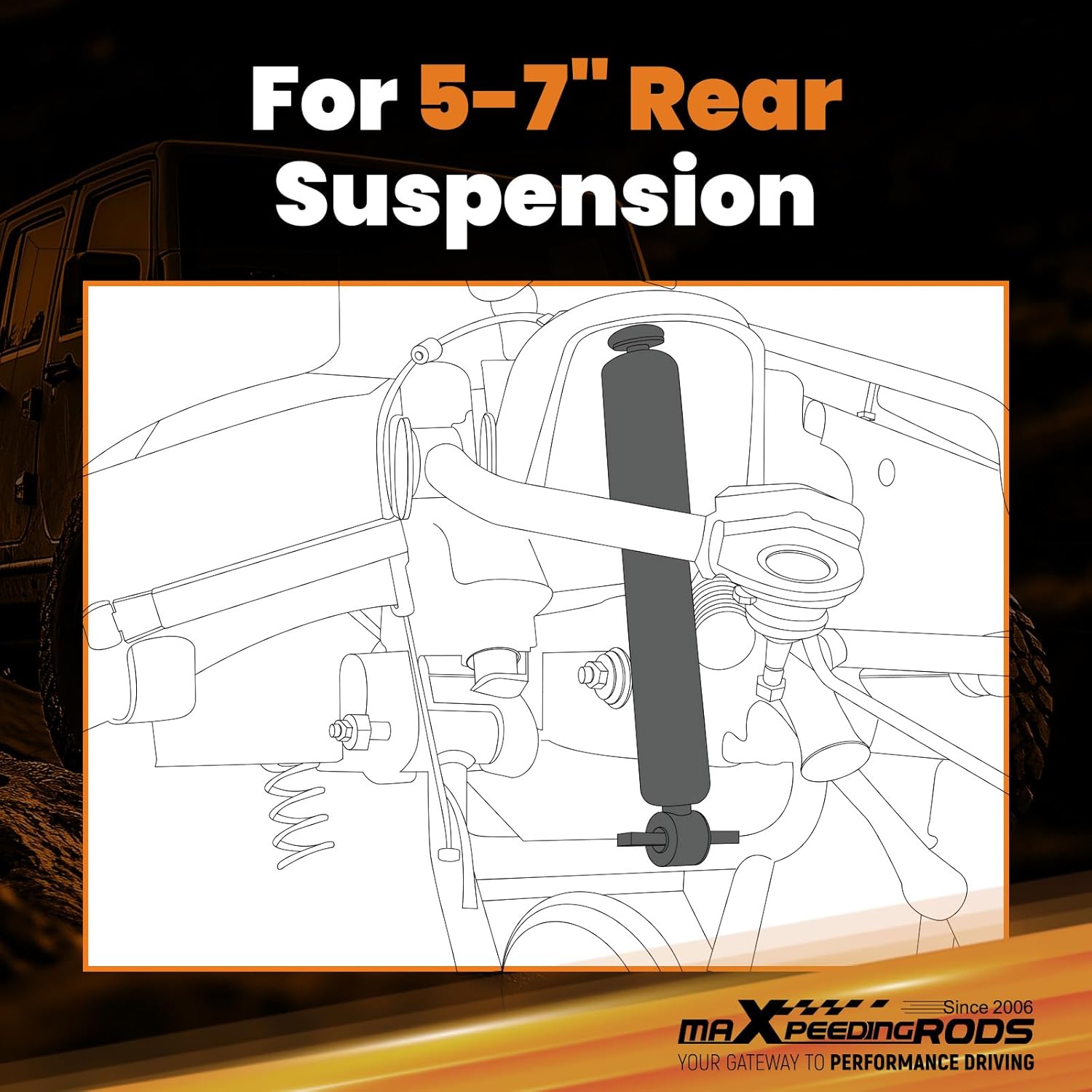 maXpeedingrods 5-7” Rear Lowering Shock for Chevy Silverado/GMC Sierra 1500 1999-2006, Nitrogen charged Drop Shocks