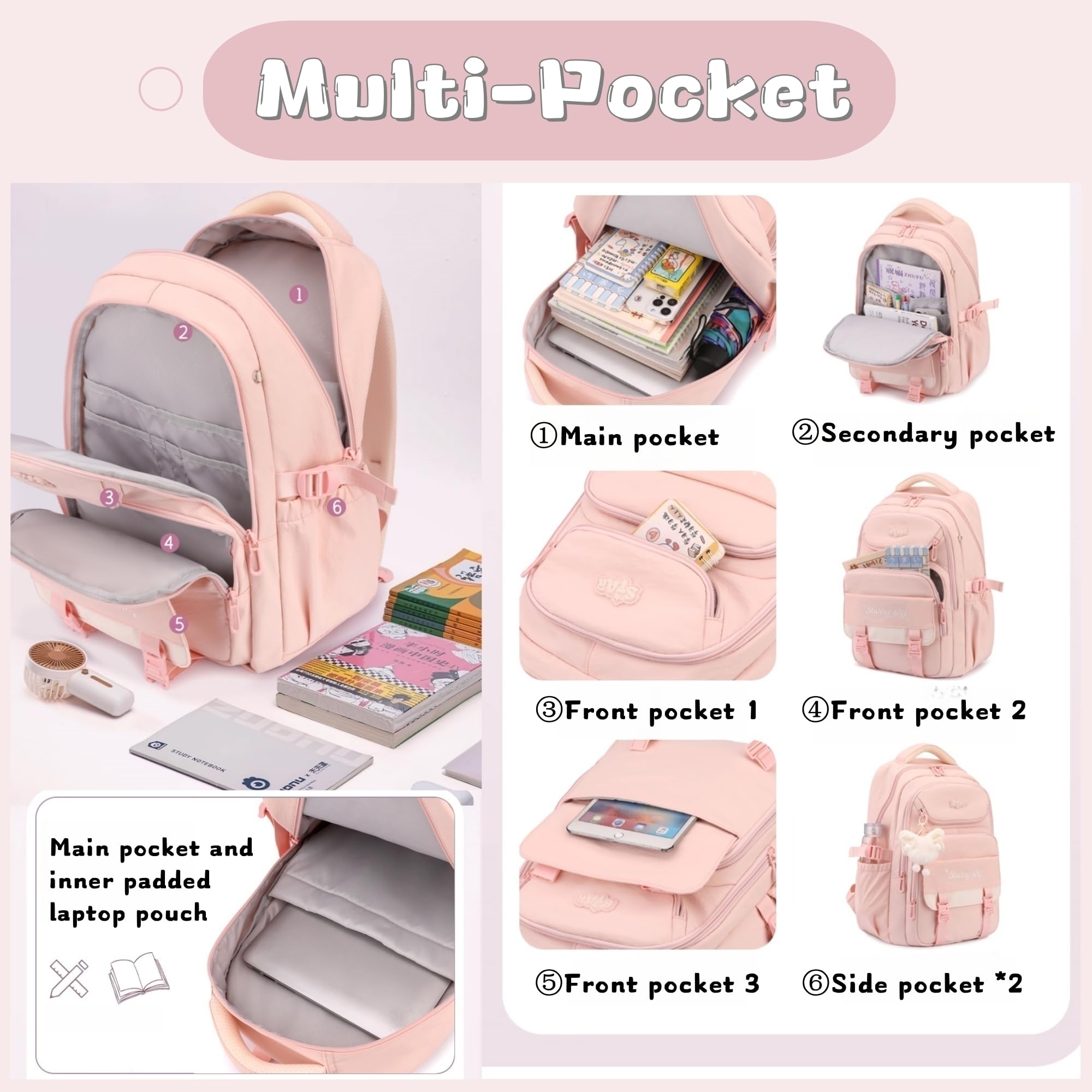 Sac à dos pour filles - Sac d'école primaire et secondaire - Sac à livres