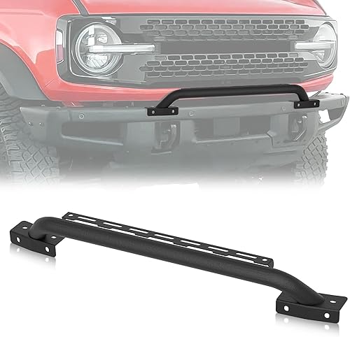 YZONA Rejilla Bull Bar Protector de cepillo con soporte de luz compatible con Ford Bronco 2021 2022 2023 2024 (solo compatible con parachoques