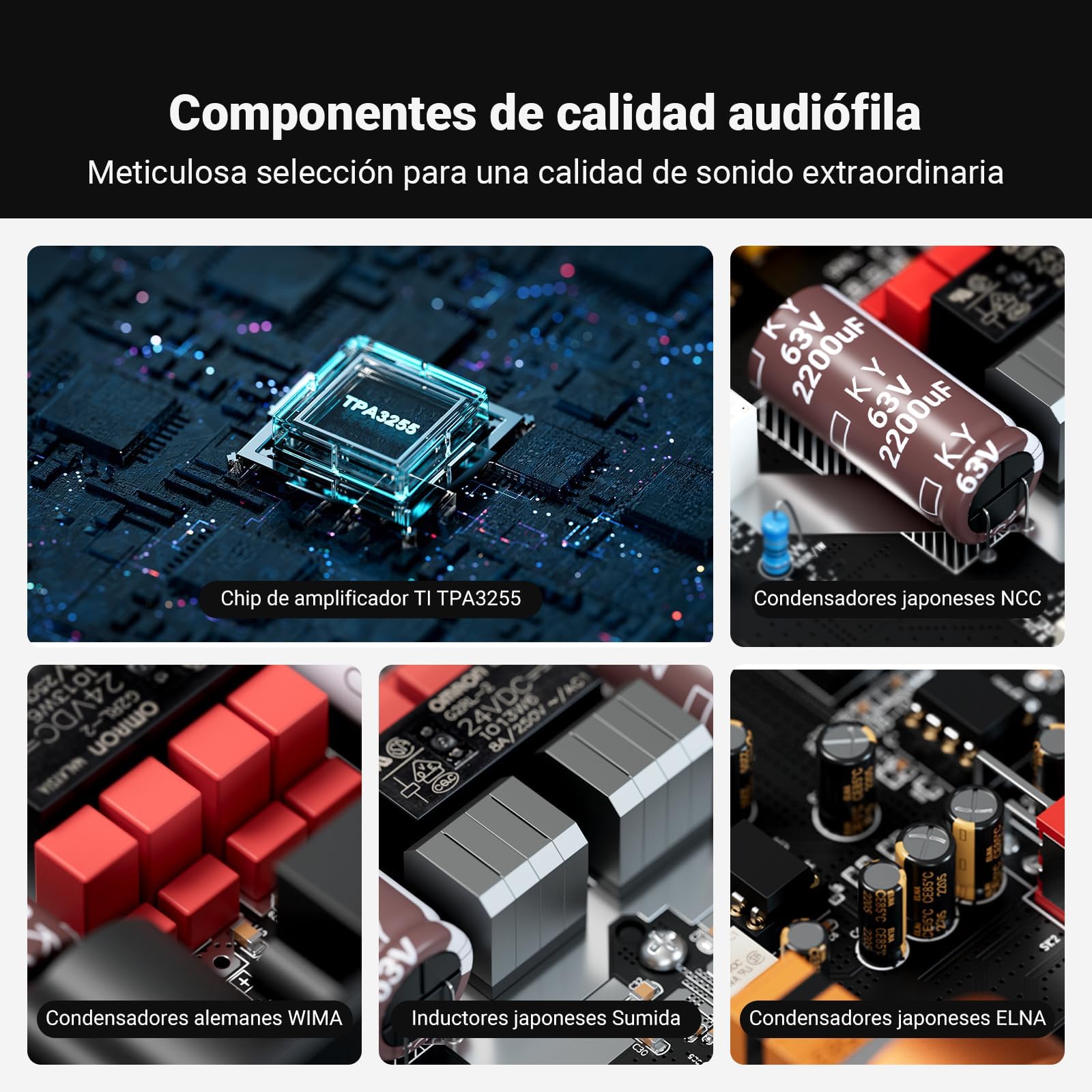 Fosi Audio ZA3 Amplificador HiFi Estéreo/Mono+Fosi Audio SP601 Altavoces de Estantería