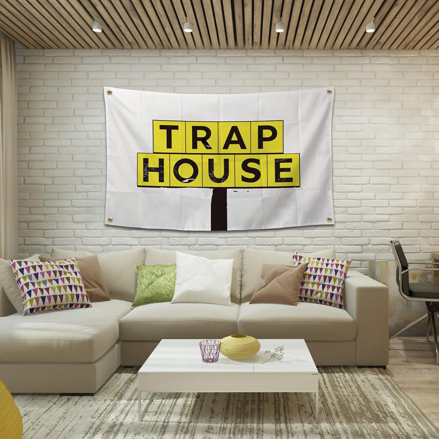 Trap house Flag Funny Poster Durable Man Cave Wall Flag with Brass Grommets 3x5 Feet Flag for College Dorm Room Decor,Outdoor,Bedroom, Parties gifts, travel, filming,events,festivals.. image 3