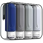 Mrsdry Travel Bottles for Toiletries, Large 6oz Oversize Containers, BPA Free Leak Proof Tubs Refillable Liquid Traveler Accessories with Toiletry Bag for Cometic Shampoo and Lotion Soap (4 Pack)