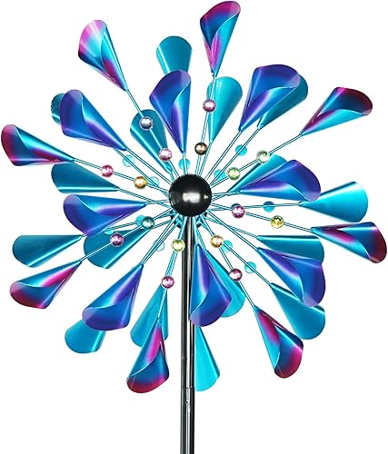 Miniatura 8 de Decoroca Molinillos de viento para exteriores de cobre, 360 grados de metal giratorios, flores y hojas, molinillos de viento para patio, césped,