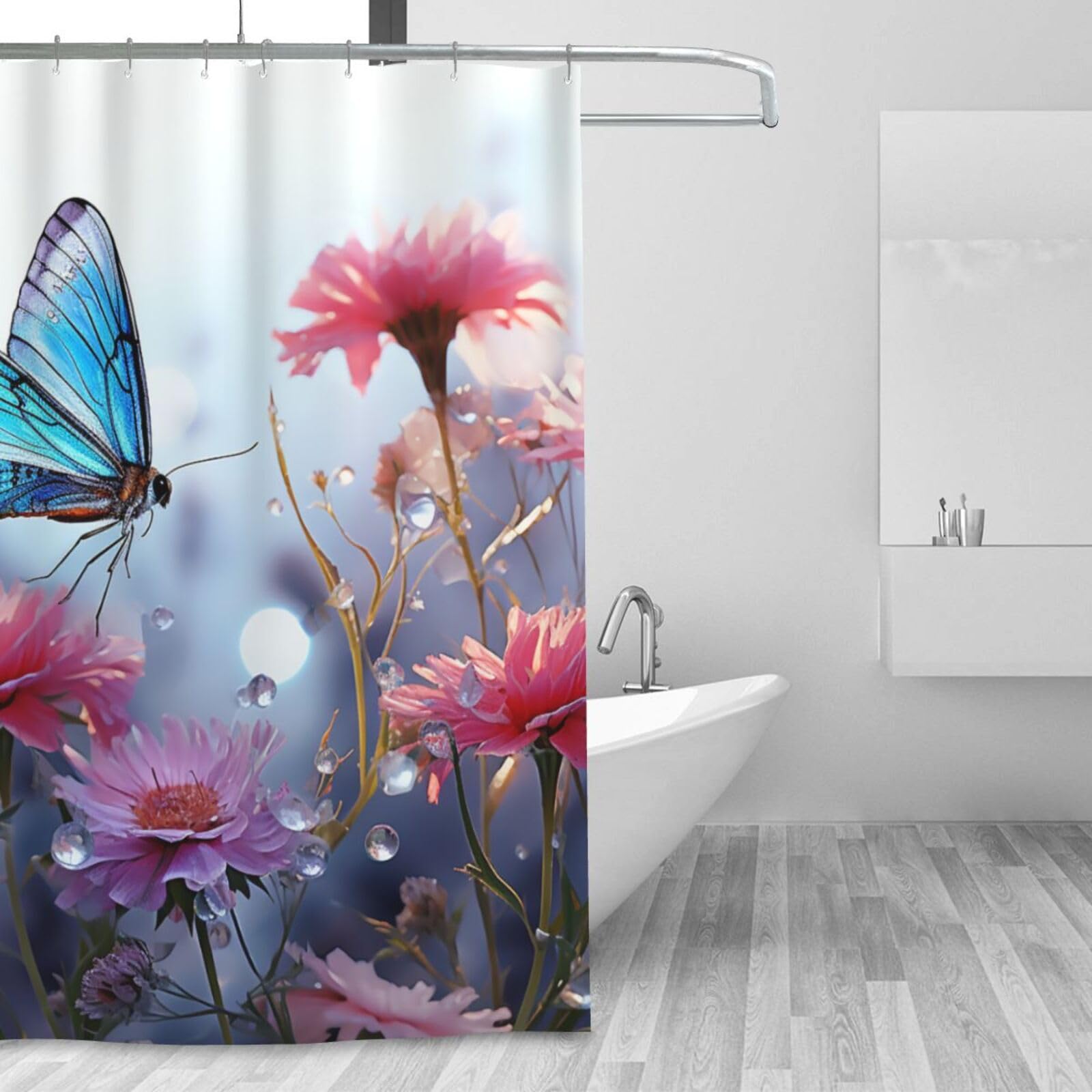 Rideau de douche imprimé fleurs pour créer une ambiance moderne dans votre salle de bain