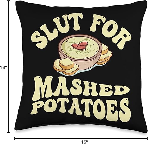Miniatura 6 de Slut For Mashed Potatoes Seasoning and Chick Funny Gag Gifts - Almohada de 18 x 18 pulgadas, multicolor