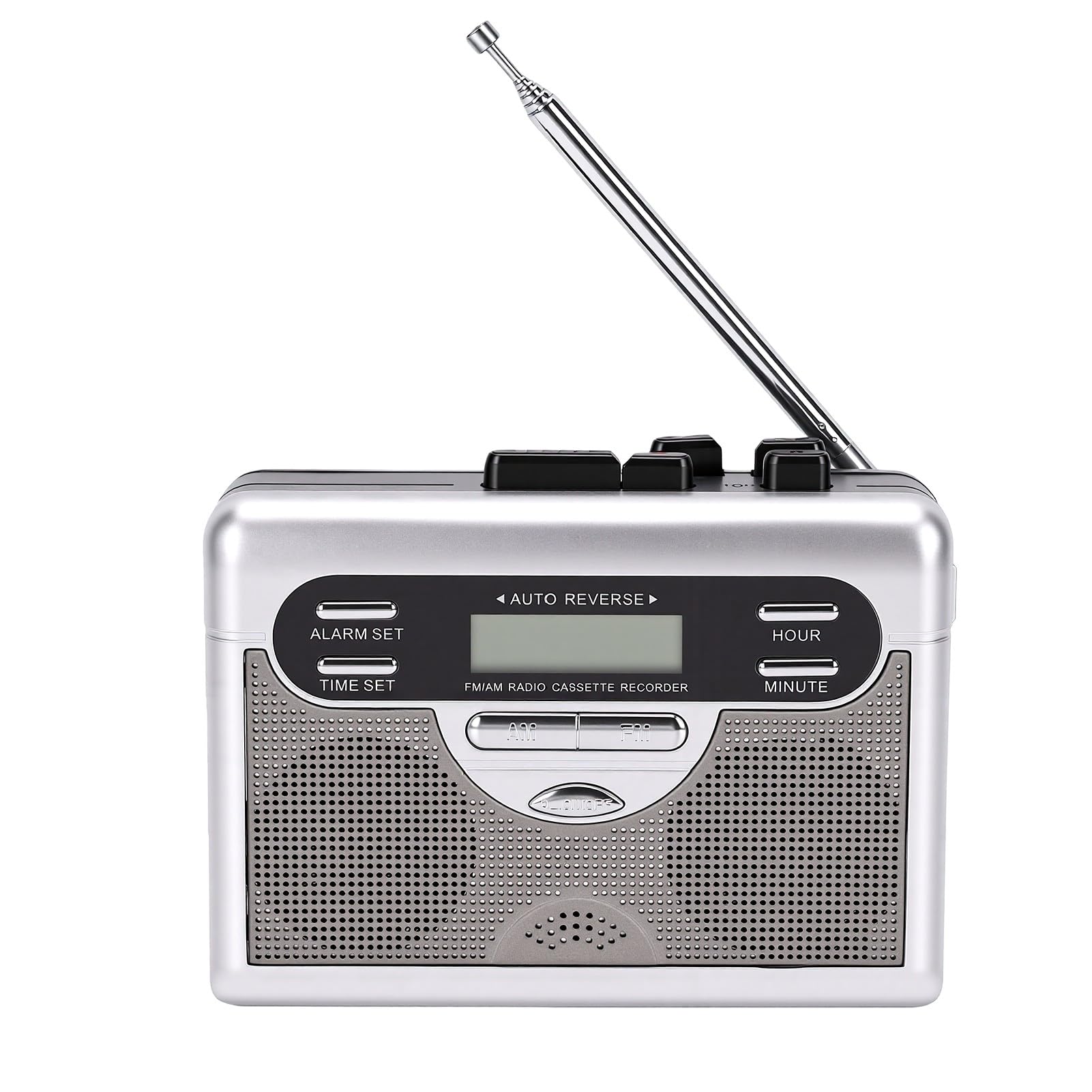 CCYLEZ Odtwarzacz Kaset Retro, Radio AM/FM z Wyświetlaczem LCD, Automatyczny Rewers i Gniazdo Słuchawkowe do Osobistego słuchania.
