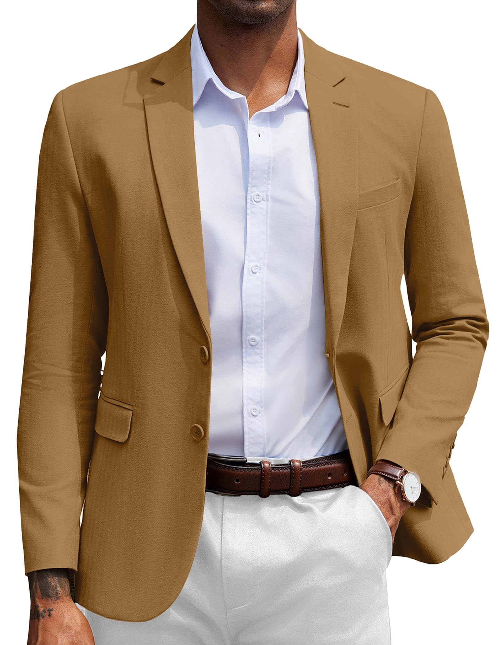 COOFANDY Men's Herringbone Blazer Slim Fit Cotton Sport Coats Two Buttons Casual Suit Jacket