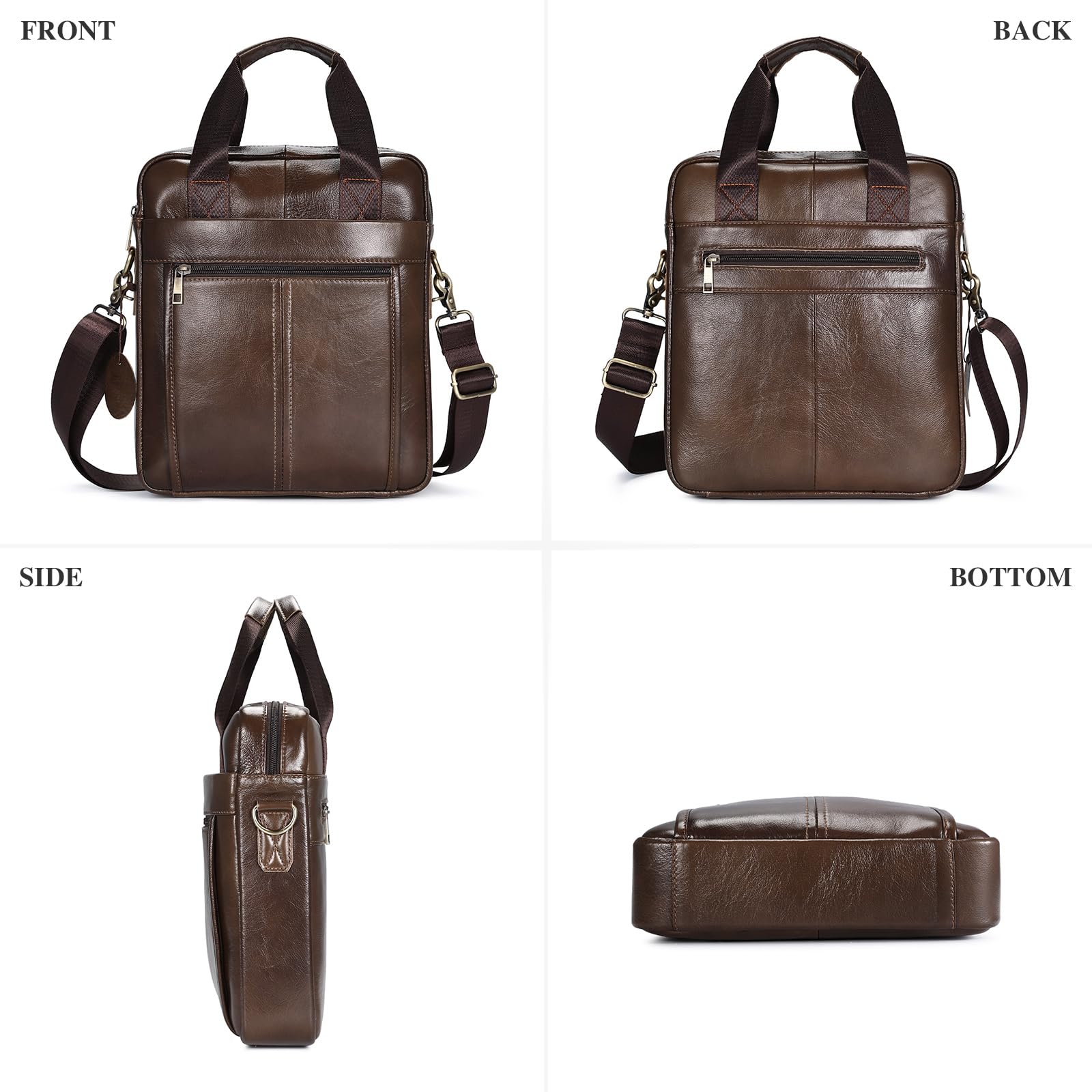 BAIGIO Bolso Bandolera Piel Hombre Bolso de Hombro Cuero Vintage Casual Bolso Hombre Bandolera Grande