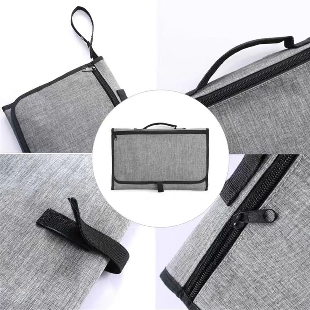 Oaygat Portable Baby Changing Mat Nappy Changing Mat Foldable Travel Changing Mat with Storage Pockets Waterproof Portable Travel Pad Station Portable Multipurpose Diaper Changing Pad for Baby Newborn - Image 3