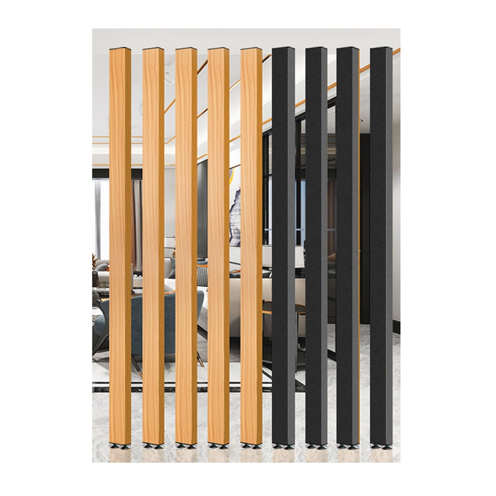 Floor to Ceiling Wall Post Partitions Screens， Height Adjustable Room Divider Modern Grille Aluminum 100-230cm(7root,190cm/74.8in/6.23ft)