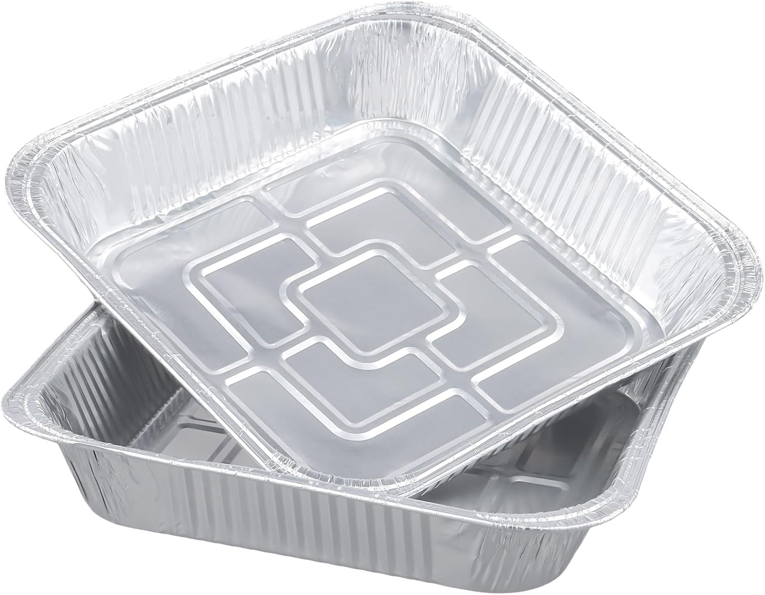 100 Pack 8x8 Inch Disposable Aluminum Foil Pans, Tin Foil Square Baking Pans, Heavy Duty for Air Fryer, Oven, Meal Prep, BBQ