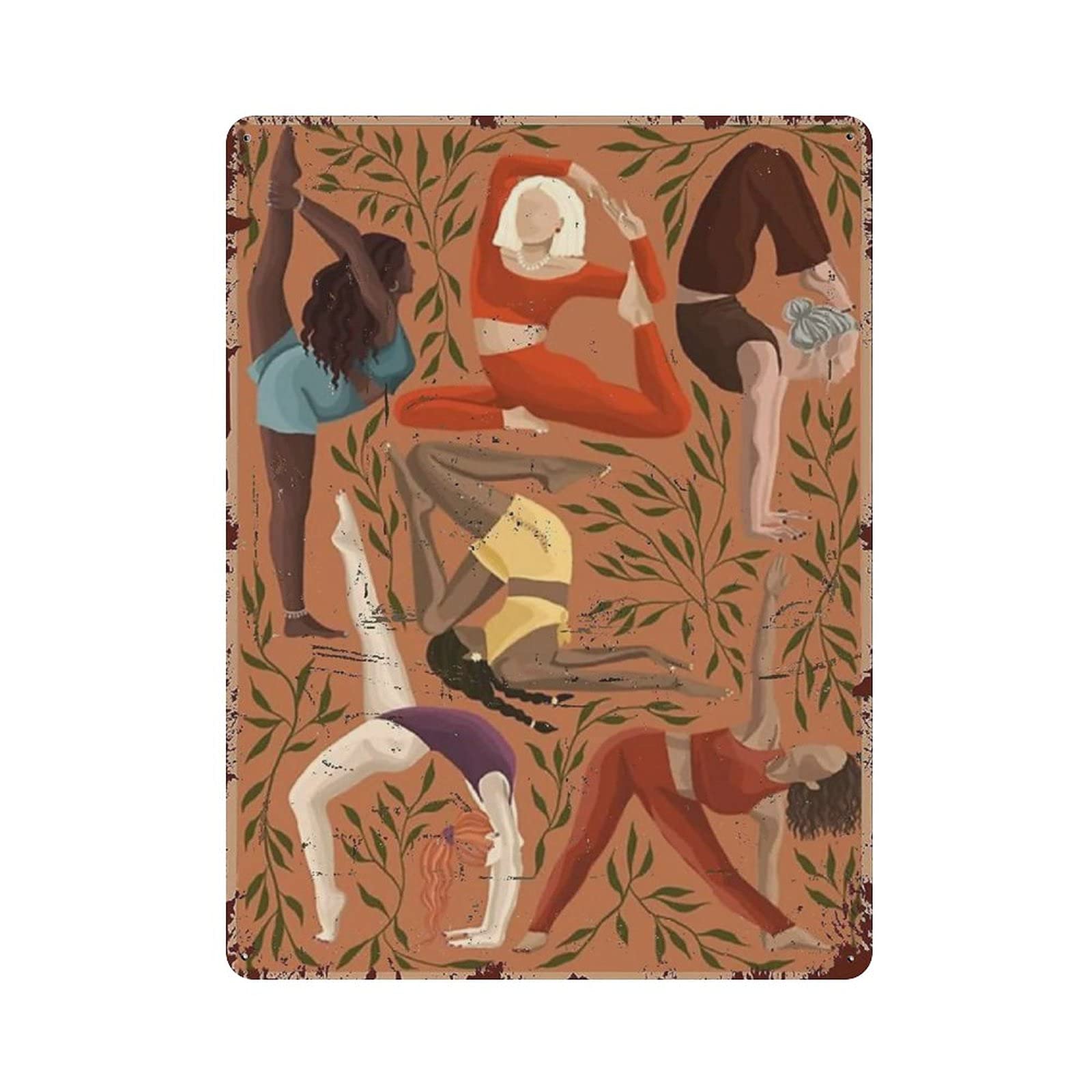 rayprint Metal Tin Sign Yoga Decorations Outdoor Yoga Pose Tin Sign Metal Aluminum Sign Vintage Wall Decor Retro Poster for Bars Restaurants Cafes Pubs Home Decoration 16"x12"