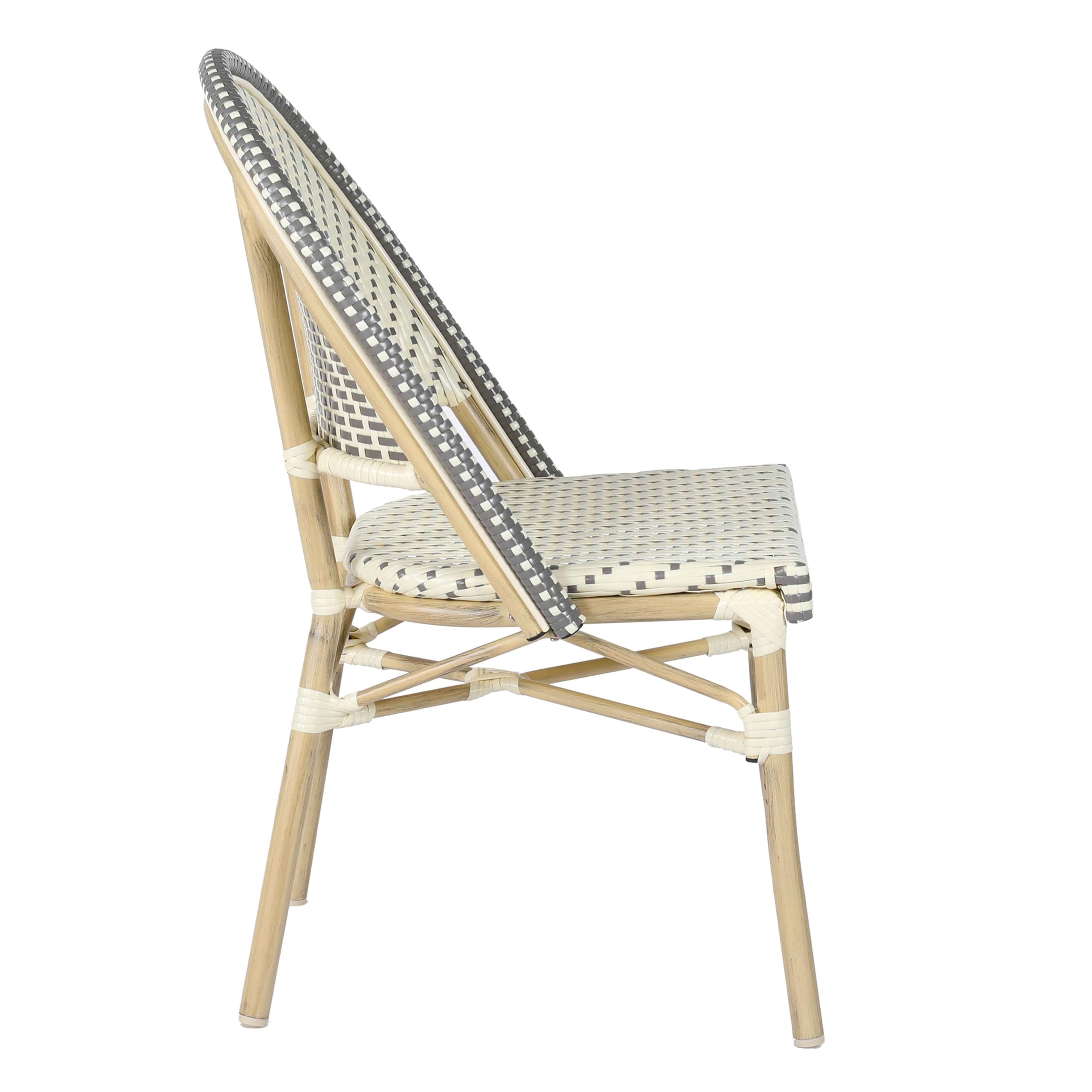 Oviala Chaise de terrasse bistrot Parisien en Aluminium et rotin Gris