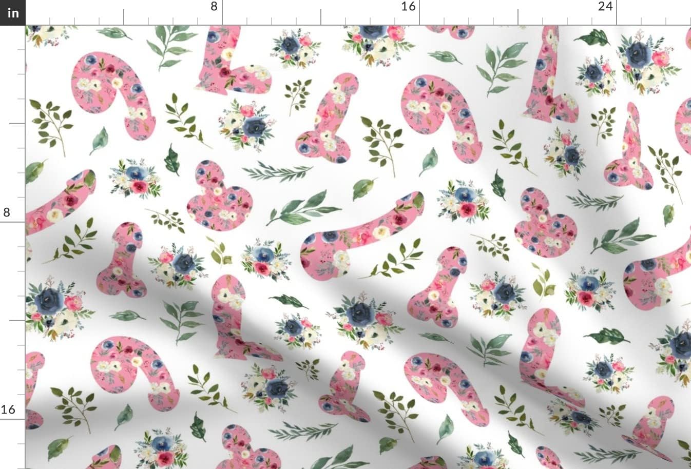 Spoonflower Fabric - Nsfw Mature Pink Floral Flower Penis Adult Gay Gay Pride Printed on Upholstery Velvet Fabric Fat Quarter - Upholstery Home Decor Bottomweight Apparel