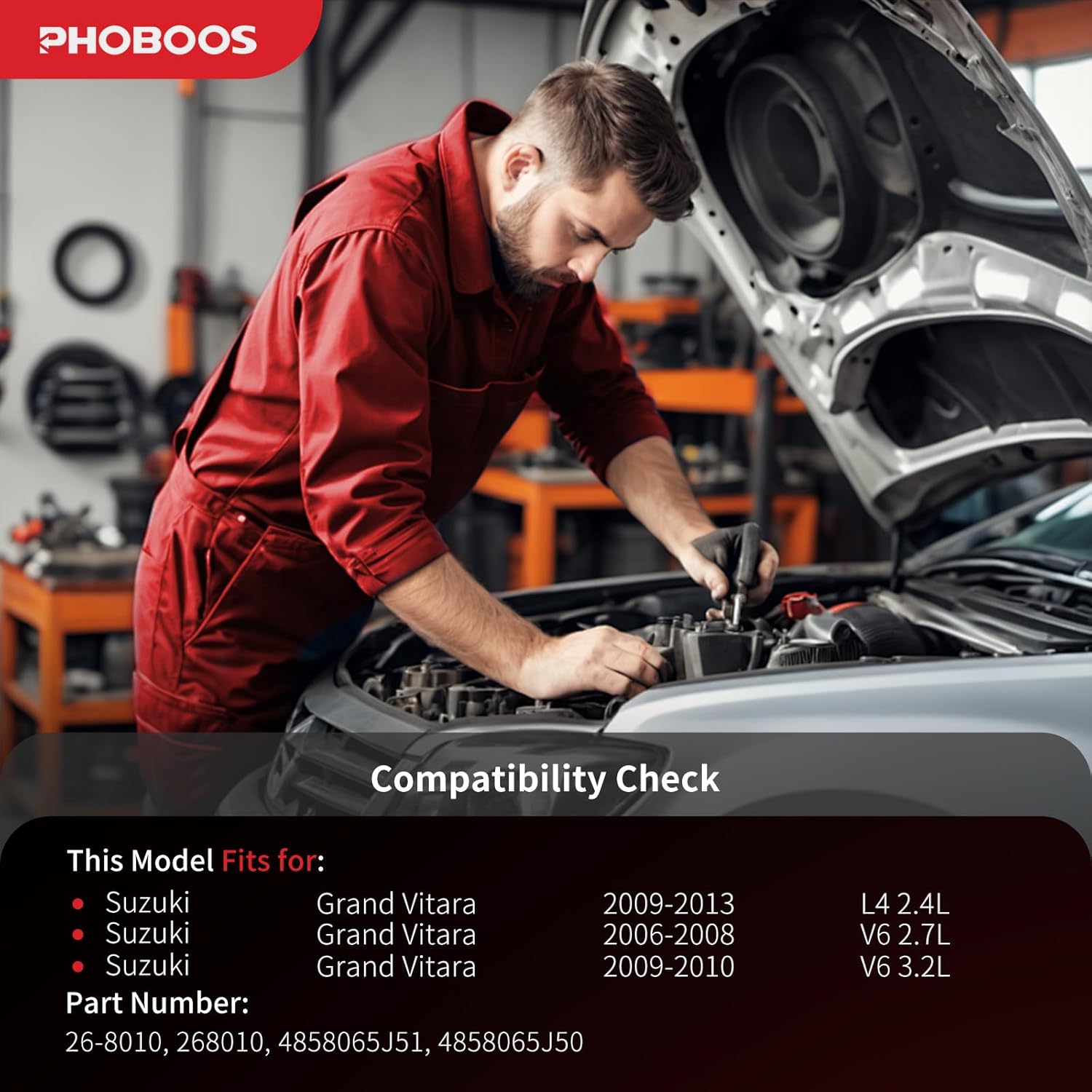 PHOBOOS Hydraulic Power Steering Rack and Pinion Assembly Compatible with Suzuki Grand Vitara 2009-2013/2006-2008/2009-2010, 2.4L 2.7L 3.2L, New unit, Leak-proof, Direct Fit,Ref. 26-8010