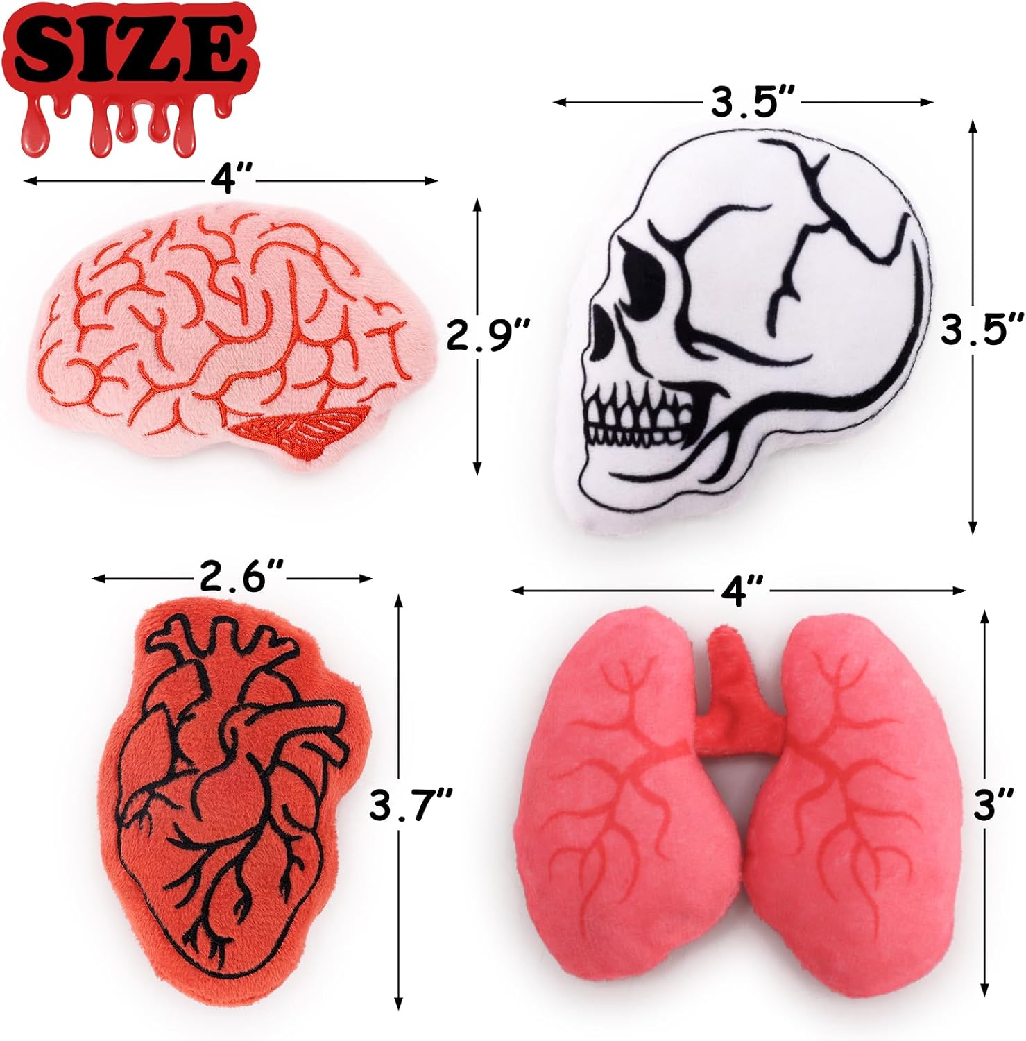 Halloween Cat Toys Catnip 4pcs Cat Chew Toy Interactive Heart Brain Bite Resistant Toys for Cats Boredom Relief Teeth Cleaning Soft Plush Indoor Gift