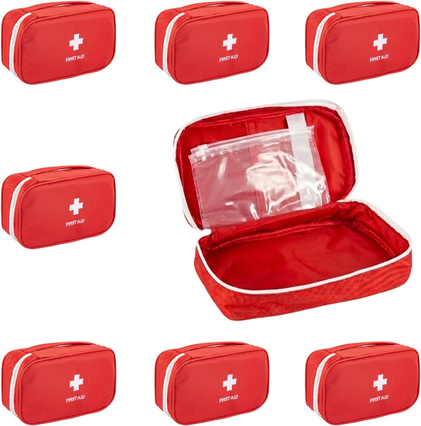 8 Pcs Empty First Aid Bag, Zippered Waterproof Durable First Aid Kit Bag, Medicine Emergency Storage Organizer Bag for Business Travel Camping Outdoor Activities Home Office