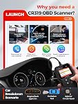 LAUNCH CR319 OBD2 Scanner Latest Enhanced Universal Code Reader, Engine Fault Check /O2 Sensor/EVAP Test with DTC Lookup, CAN Diagnostic Scan Tool with Full OBDII Functions for All Vehicles Since 1996