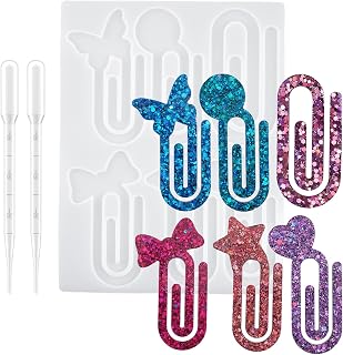 Actvty Jumbo Paper Clips Bookmarks Silicone Mold, Bookmark Resin Mold, Resin Craft Casting Mould DIY School Office Home Gift Classroom Stationery Crafts Supplies