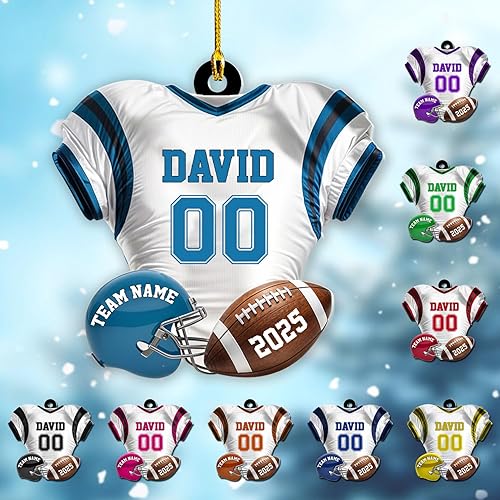 Miniatura 28 de MoonArt Adornos de fútbol personalizados con nombre 2023, adornos personalizados de fútbol de Navidad, adorno colgante para árbol de Navidad
