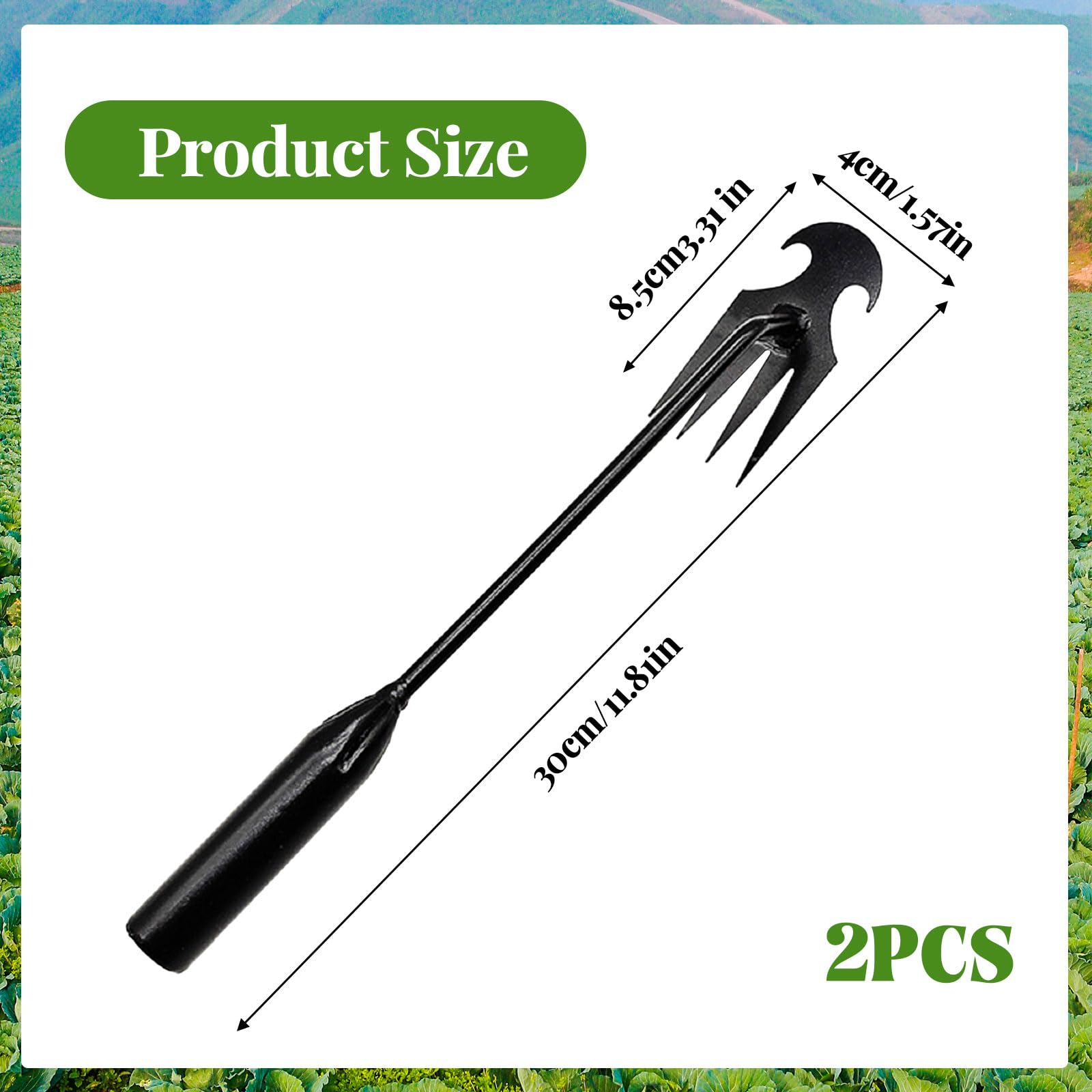 2 pezzi in acciaio inox per erbacce, attrezzi da giardino, erbacce manuali, erbacce con manico lungo, pala da giardino, attrezzi da giardino per la rimozione di erbacce da giardino