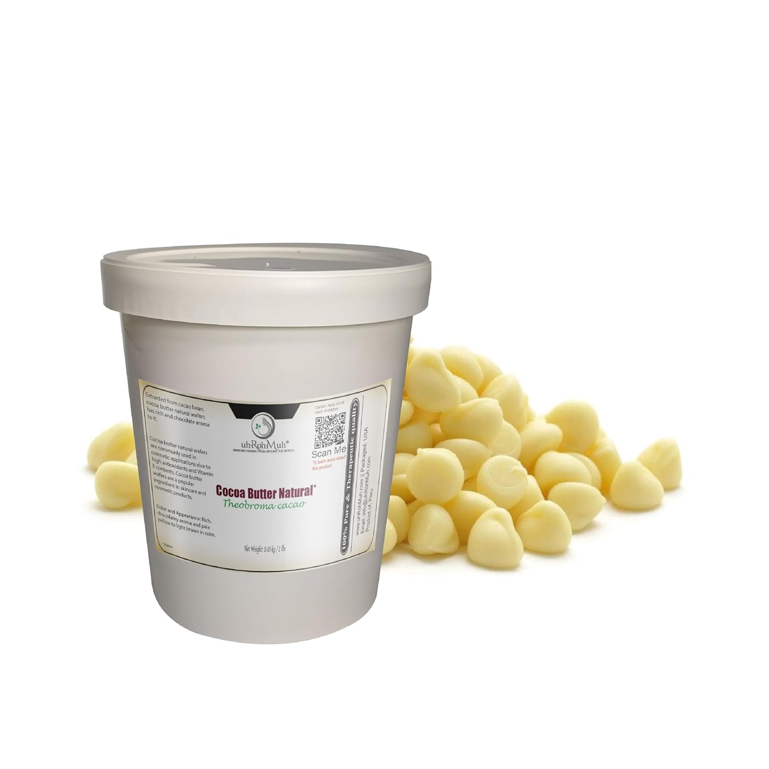 USDA Certified Organic Cocoa Butter Natural Pure Unrefined Theobroma Cacao Wafers for Skincare Soaps Lotions Lip Balms Chocolate Making Baking DIY Beauty and Personal Care from Peru Net Wt:0.45kg/1lb