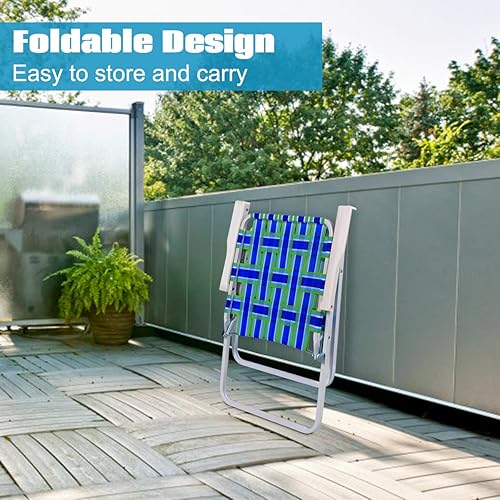 Miniatura 5 de ARLIME Juego de 6 sillas plegables para césped, sillas portátiles de patio al aire libre con marco de metal estable y reposabrazos, juego de sillas