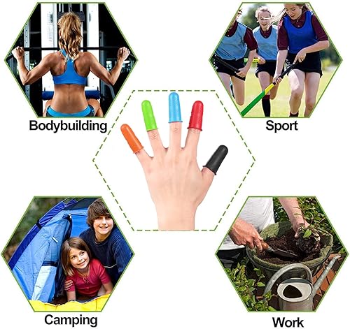 Miniatura 6 de Protectores de dedos, 12 piezas, protectores de dedos de silicona, 3 tamaños, protectores de dedos de goma, puntas de protección, almohadillas para