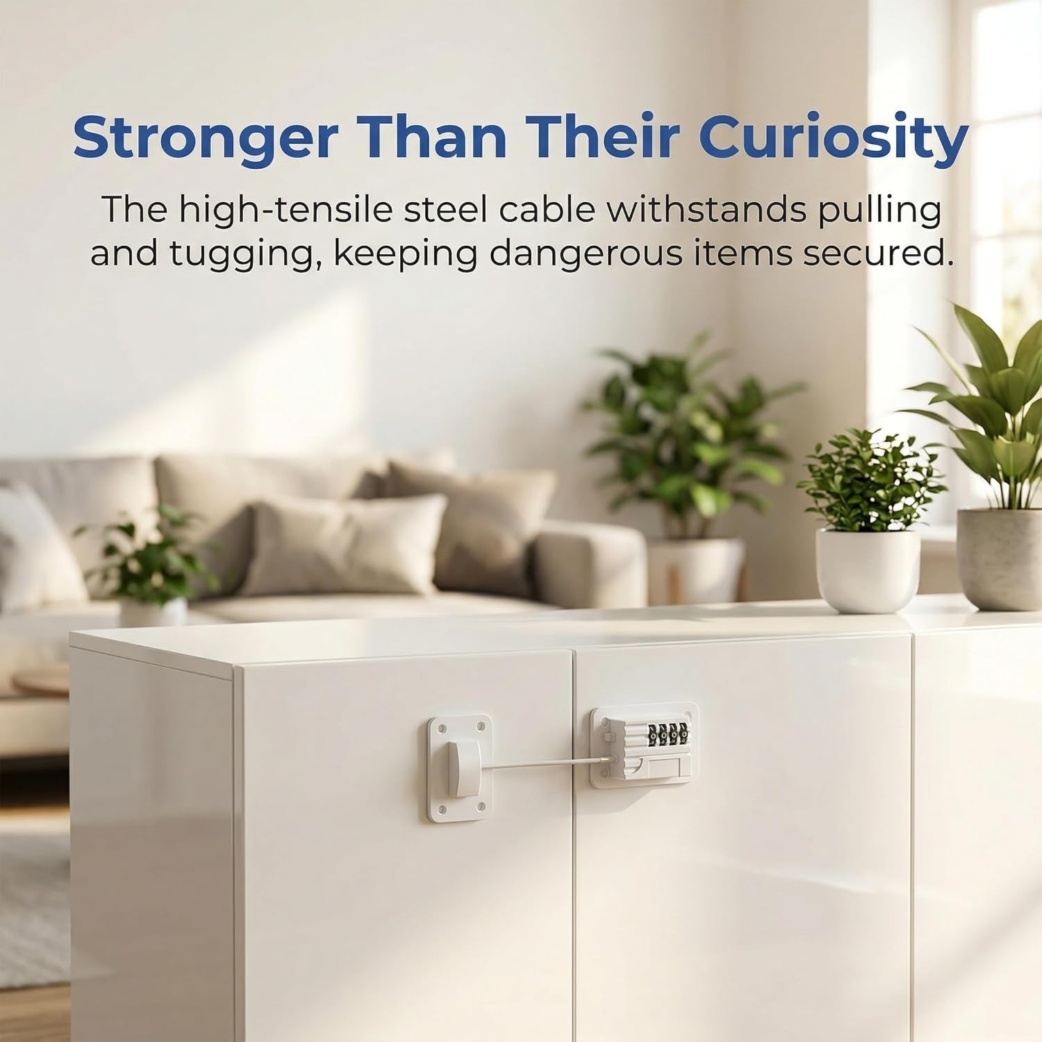 Combination Refrigerator Lock, 4-Digit Cable Lock for Fridge, Cabinet, Drawer and Closet, No Key Needed