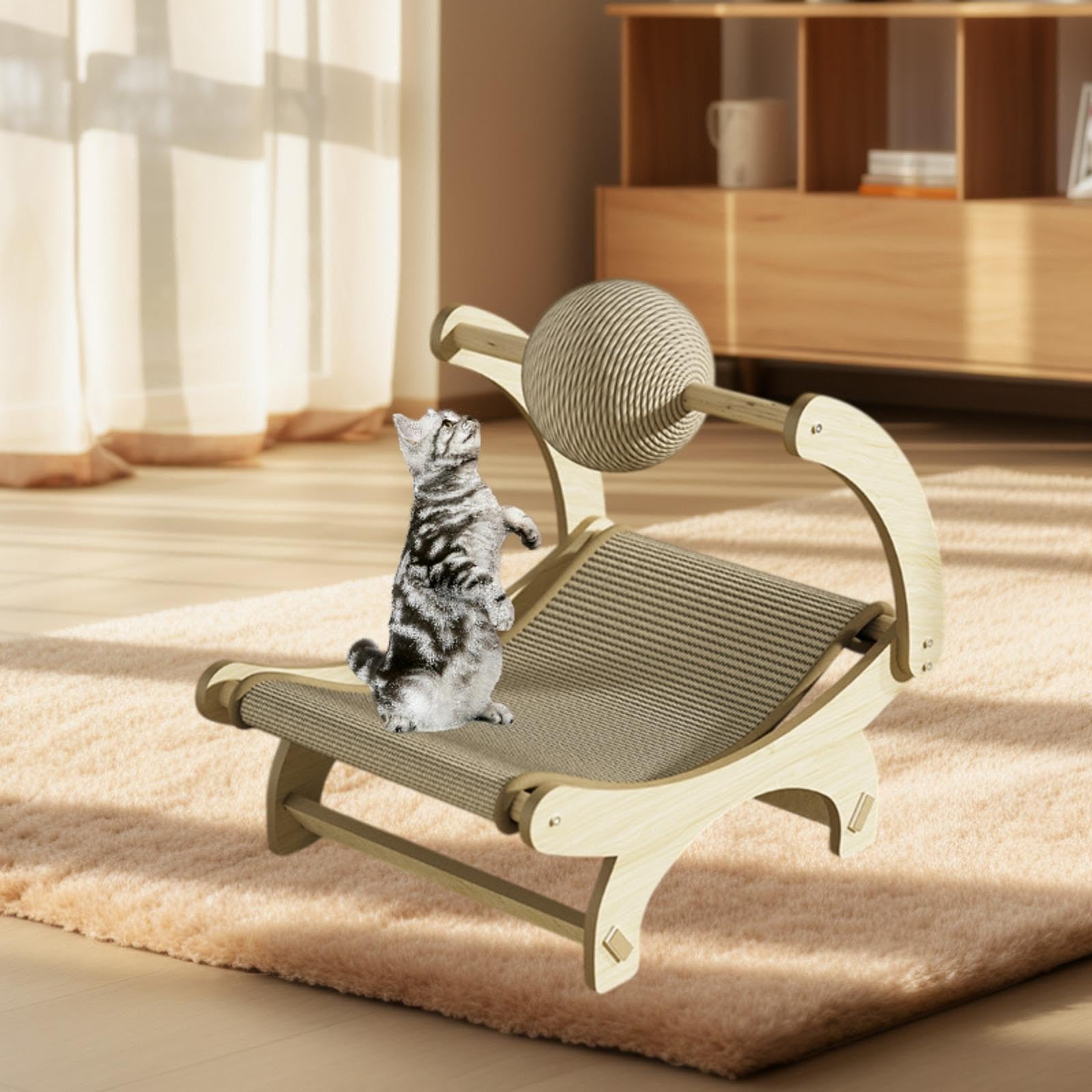 Sisal Kratzbaum, Katzenliege, Spielbereich für Katzen, die Komfort und Spaß suchen, Kratzball Spielzeug, kann als Kratzbrett, Kratzmatte für