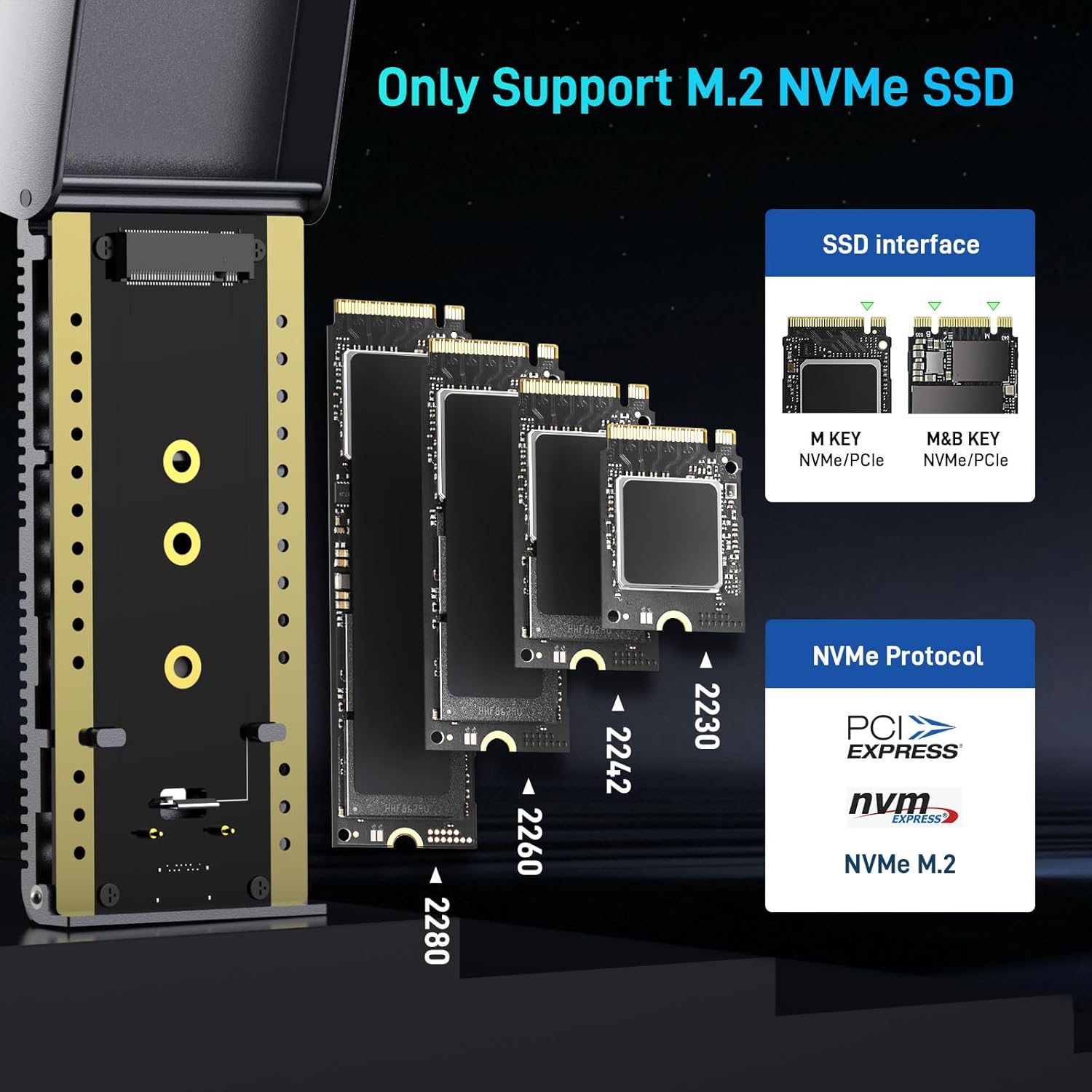 FIDECO 40Gbps M.2 NVMe Enclosure, USB4 NVMe SSD Enclosure for M1 M2 Pro/Max with Cooling Fan, Compatible with Thunderbolt 4/3, USB4/3.2/3.1/3.0, Full Aluminum Alloy Body, Sandwich Style Design