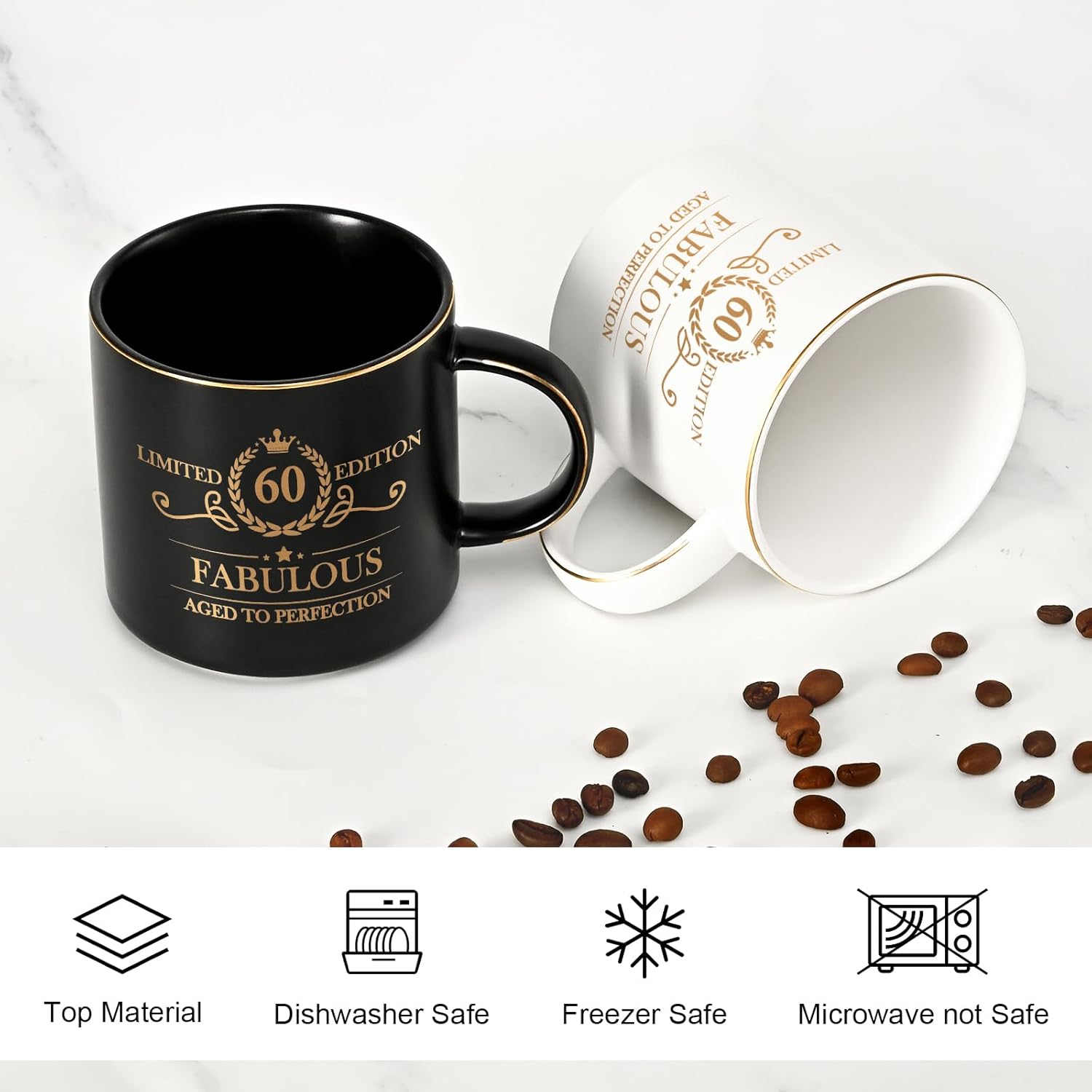 Cabtnca 60th Birthday Gifts for Women, Gifts for 60 Year Old Woman, 60 and Fabulous, Limited 60 Edition Mug, 60th Birthday Gift Ideas for Grandma Mom Aunt, 60th Birthday Mug, 12Oz - Image 6