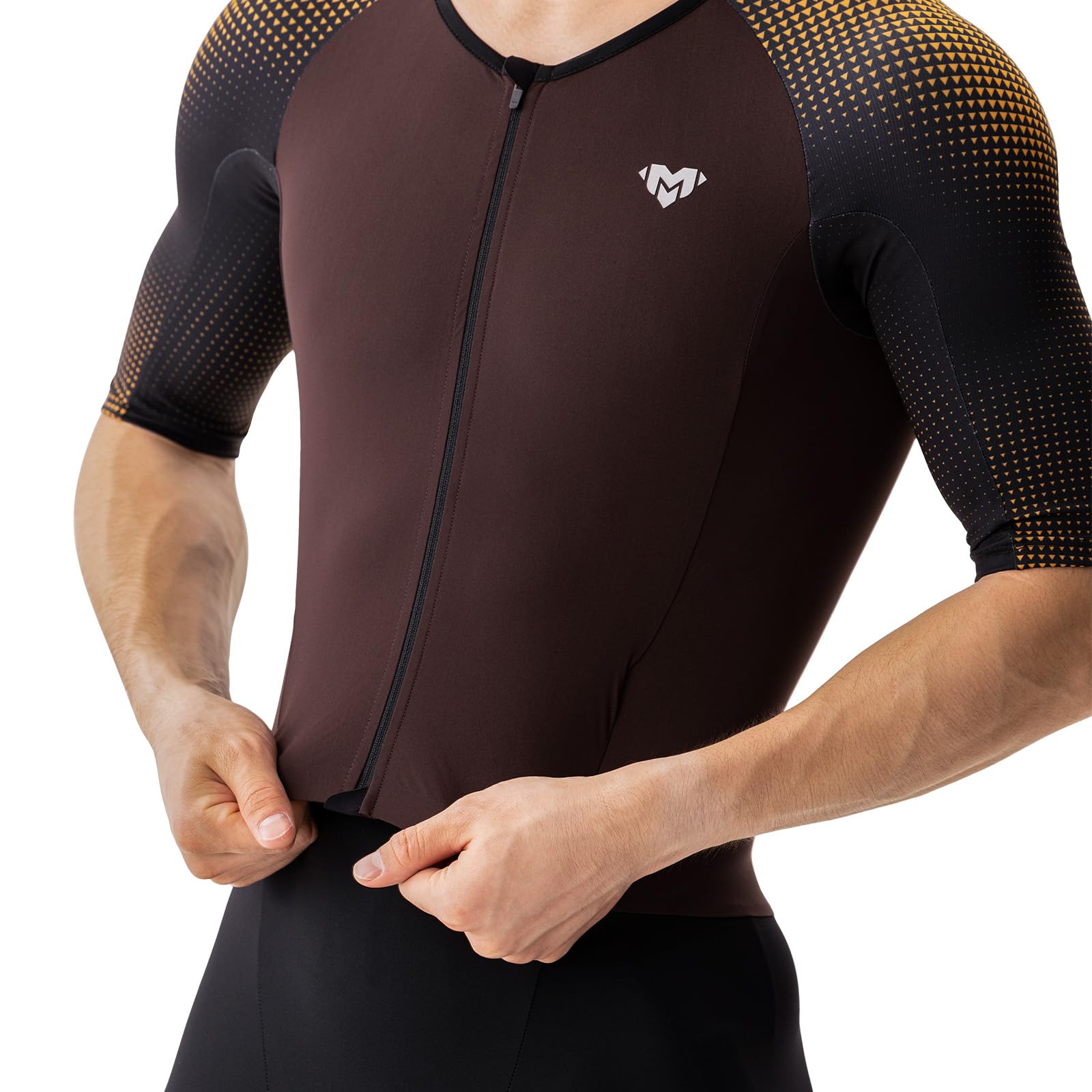 MY KILOMETRE Tuta da Triathlon da Uomo Maniche Corte – Trisuit Traspirante Asciugatura Rapida con Tasca Posteriore