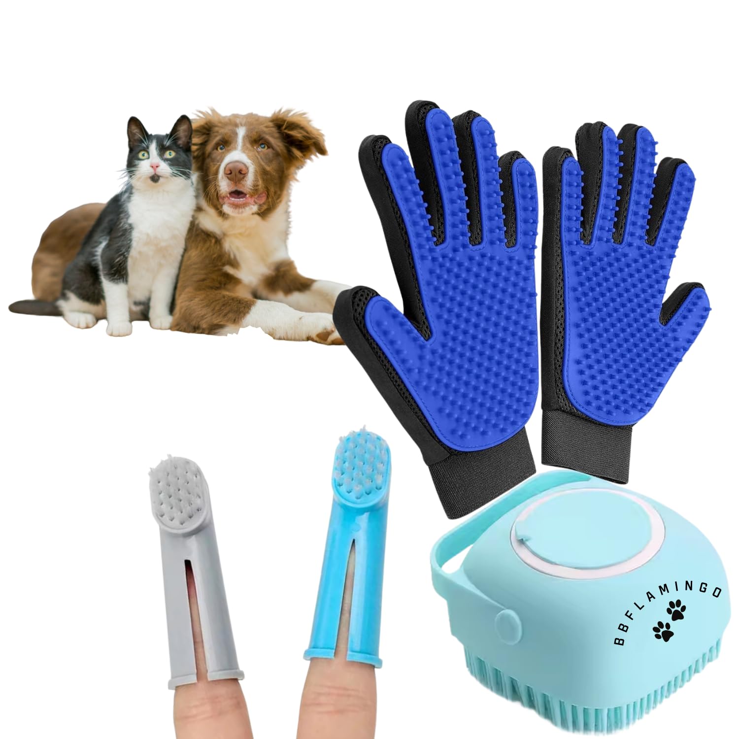 BBFLAMINGO 3-Piece Pet Care Set | Hair Remover Brush, Silicone Shampoo Brush, Finger Toothbrush | Gentle Grooming for Dogs & Cats (PACK1) (B0DCFPCDCP) Amazon Price History, Amazon Price Tracker