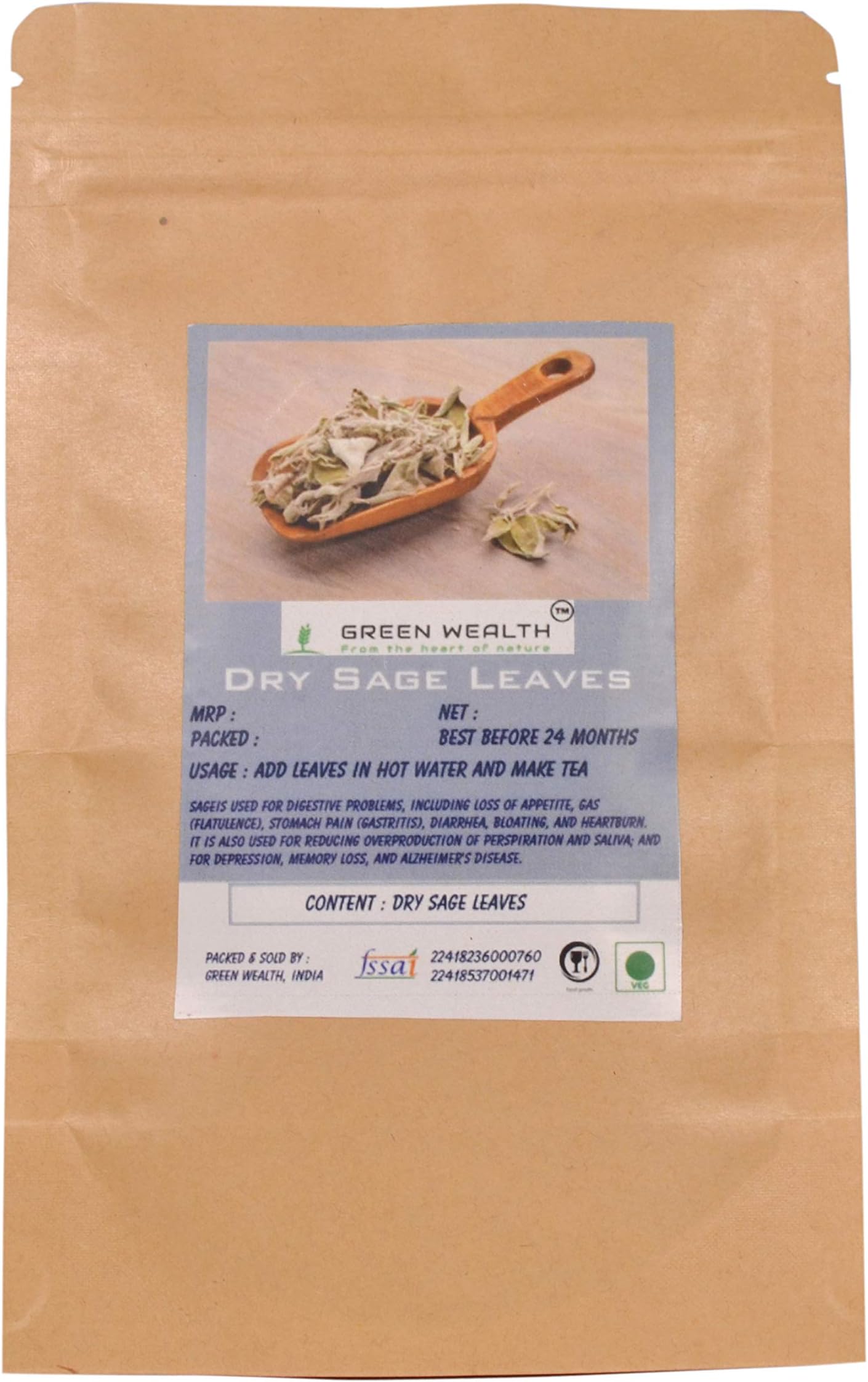 Green Wealth Sage Leaves Herb 50 Grams