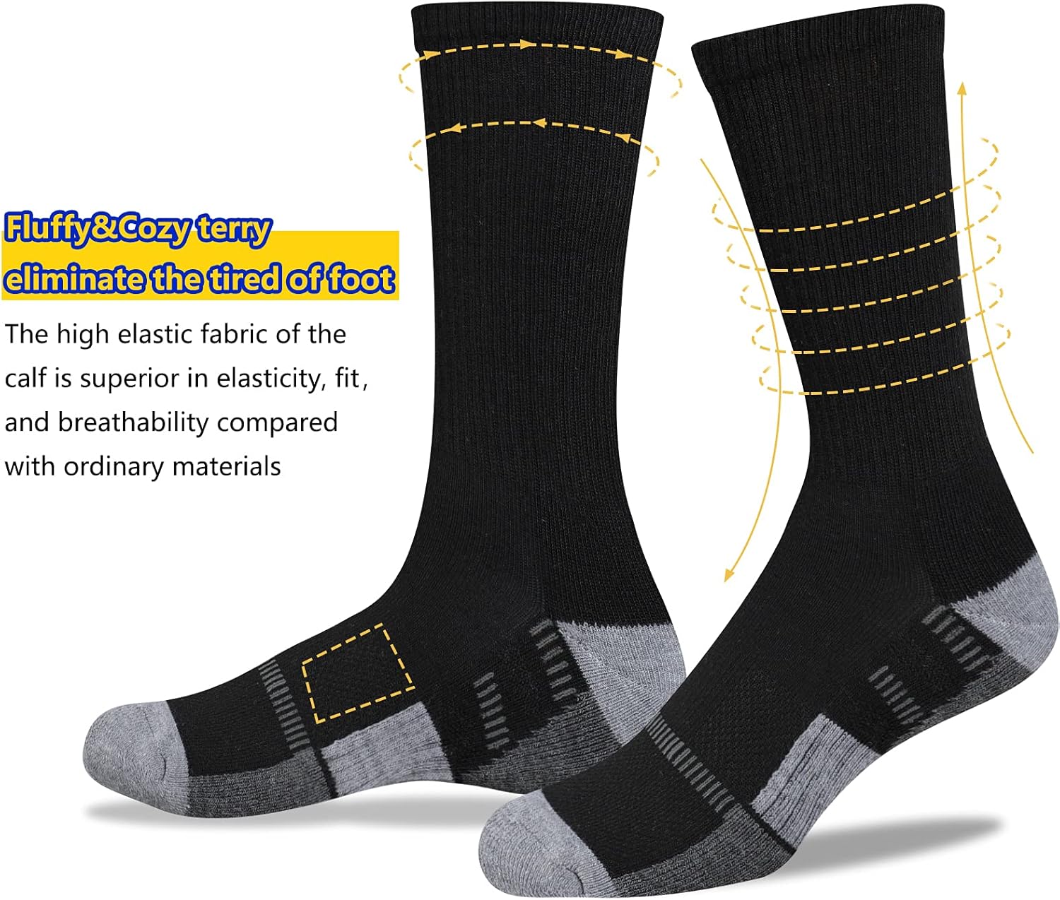 COOVAN Mens Crew Socks 6 Pairs Athletic Running Cushion Thick Warm Work Socks for Men : Clothing, Shoes & Jewelry