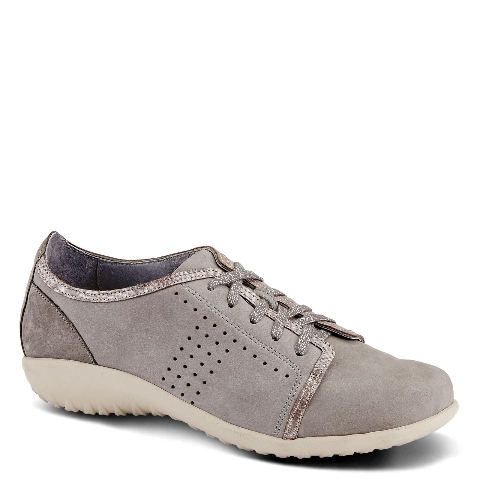 NAOT Women's Avena Shoe Light Gray Nubuck/Silver Threads Lthr/Smoke Gray Nubuck 5 M US