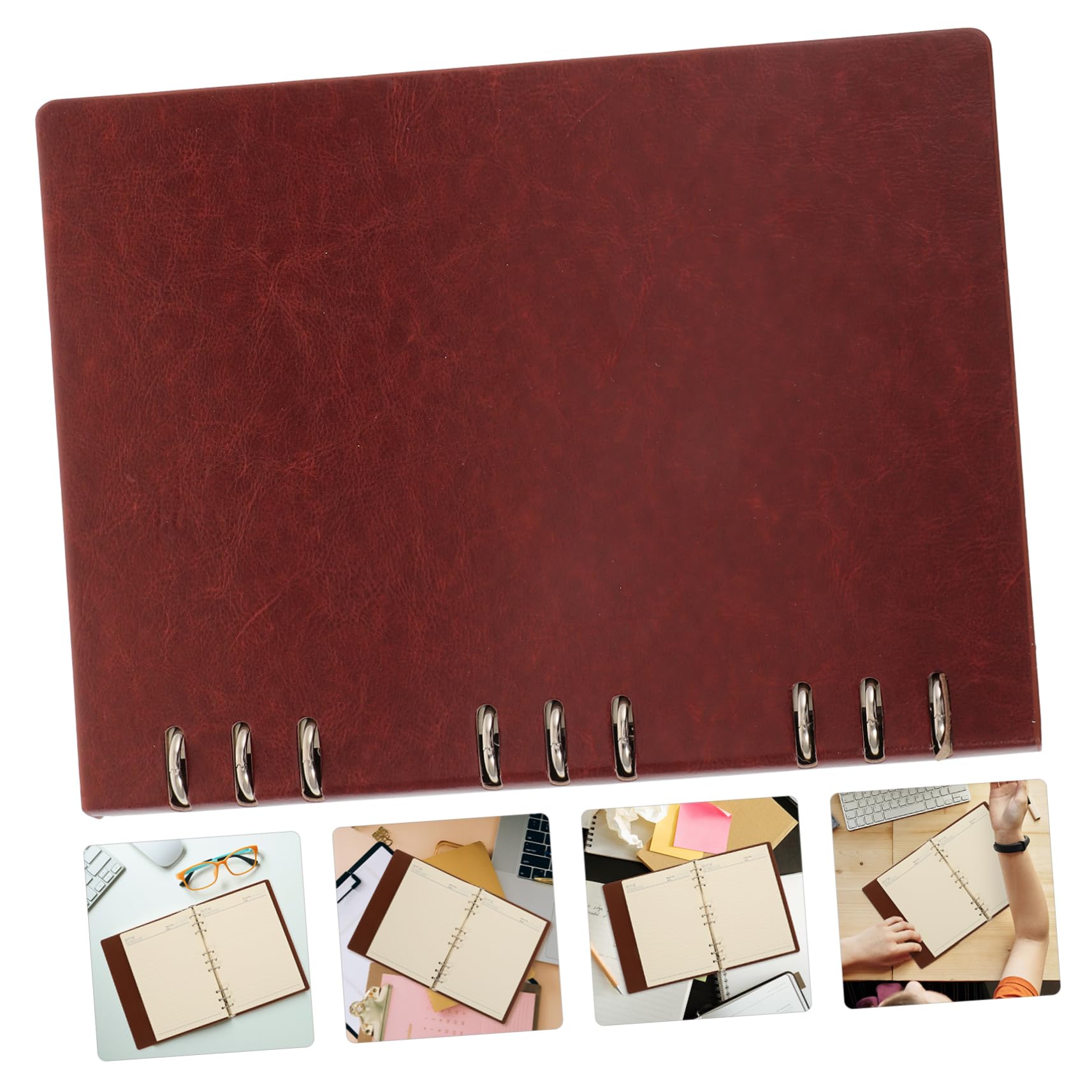MAGICLULU Quaderno Copertina in Pelle Marrone Leggero e Resistente, Raccoglitore Anelli in Lega di Alluminio per Impiego Quotidiano e Ufficio