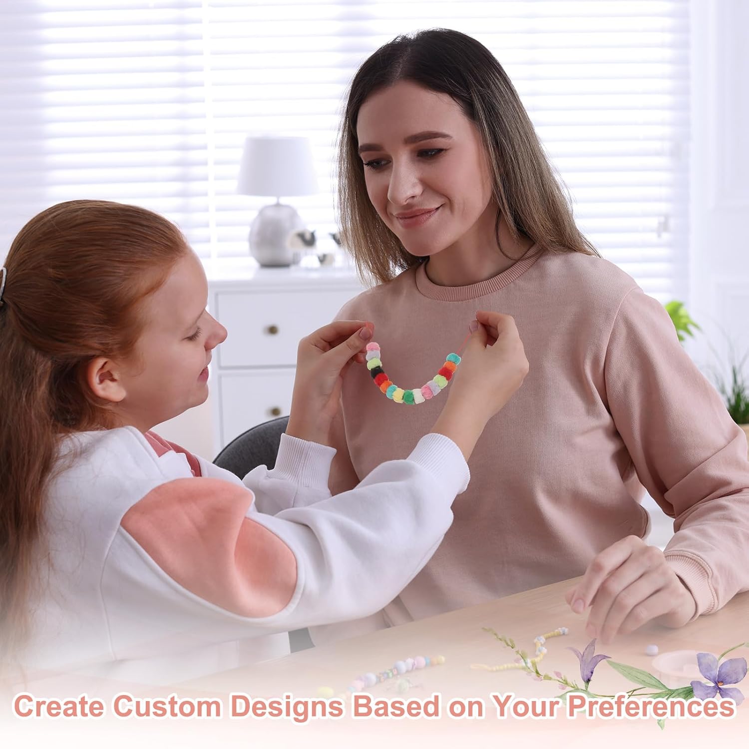 50-Pack Fluffy Faux Fur Pom Pom Beads, 2cm(0.8in) Soft Fuzzy Spacer Bead for DIY Craft/Jewelry Making/Pens/Keychain/Handicrafts, Colorful Bulk Puff Beadable Items [Pink] - Image 5