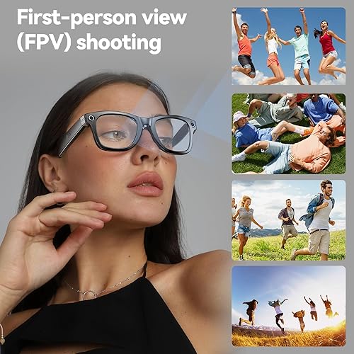 Miniatura 5 de Lentes inteligentes AI con cámara HD y Bluetooth, reconocimiento de fotos AI y diálogo interactivo, Bluetooth 5.4 con cancelación de ruido y batería